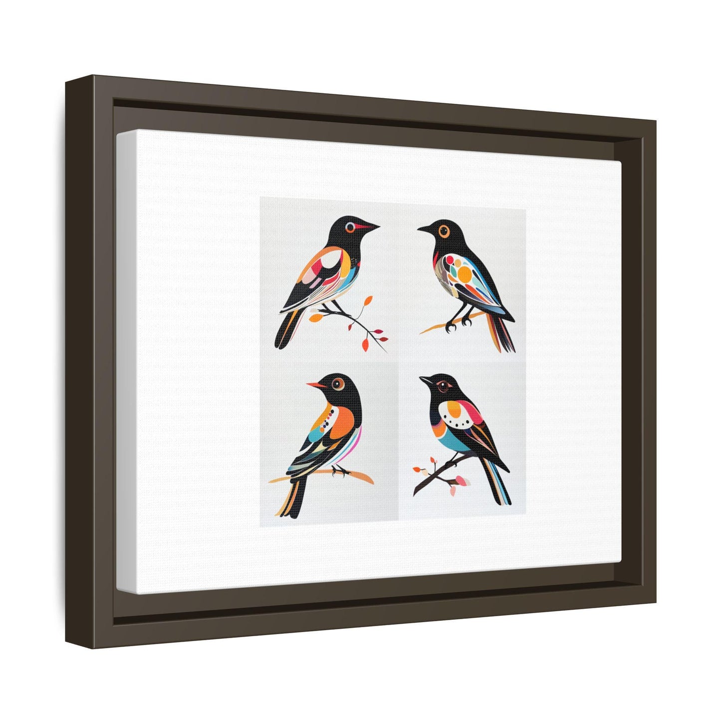 Mid-Century Modern Birds - Matte Canvas, Framed (Multi-color)