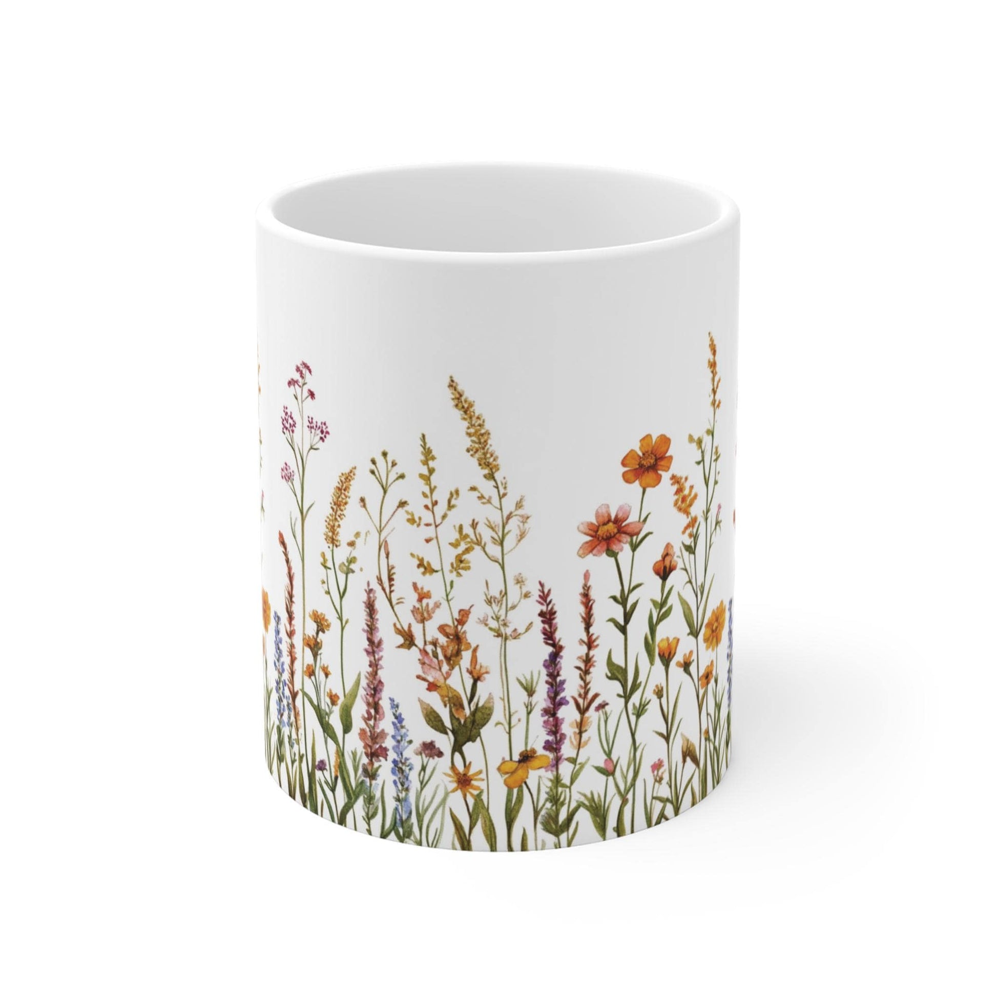 Wildflower Ceramic Mug 11oz - Classy Wildflower Mug - Flower Coffee Cup Gift