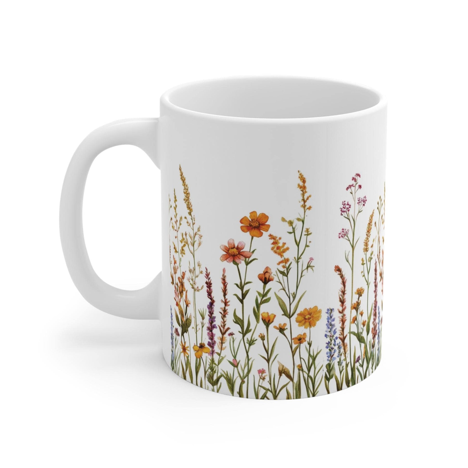 Wildflower Ceramic Mug 11oz - Classy Wildflower Mug - Flower Coffee Cup Gift