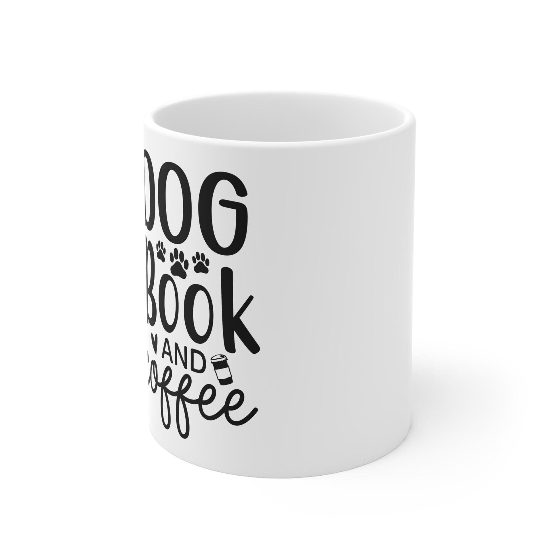 Dog, Book, Coffee - Ceramic Coffee Cup, 11oz - Dog lovers coffee cup