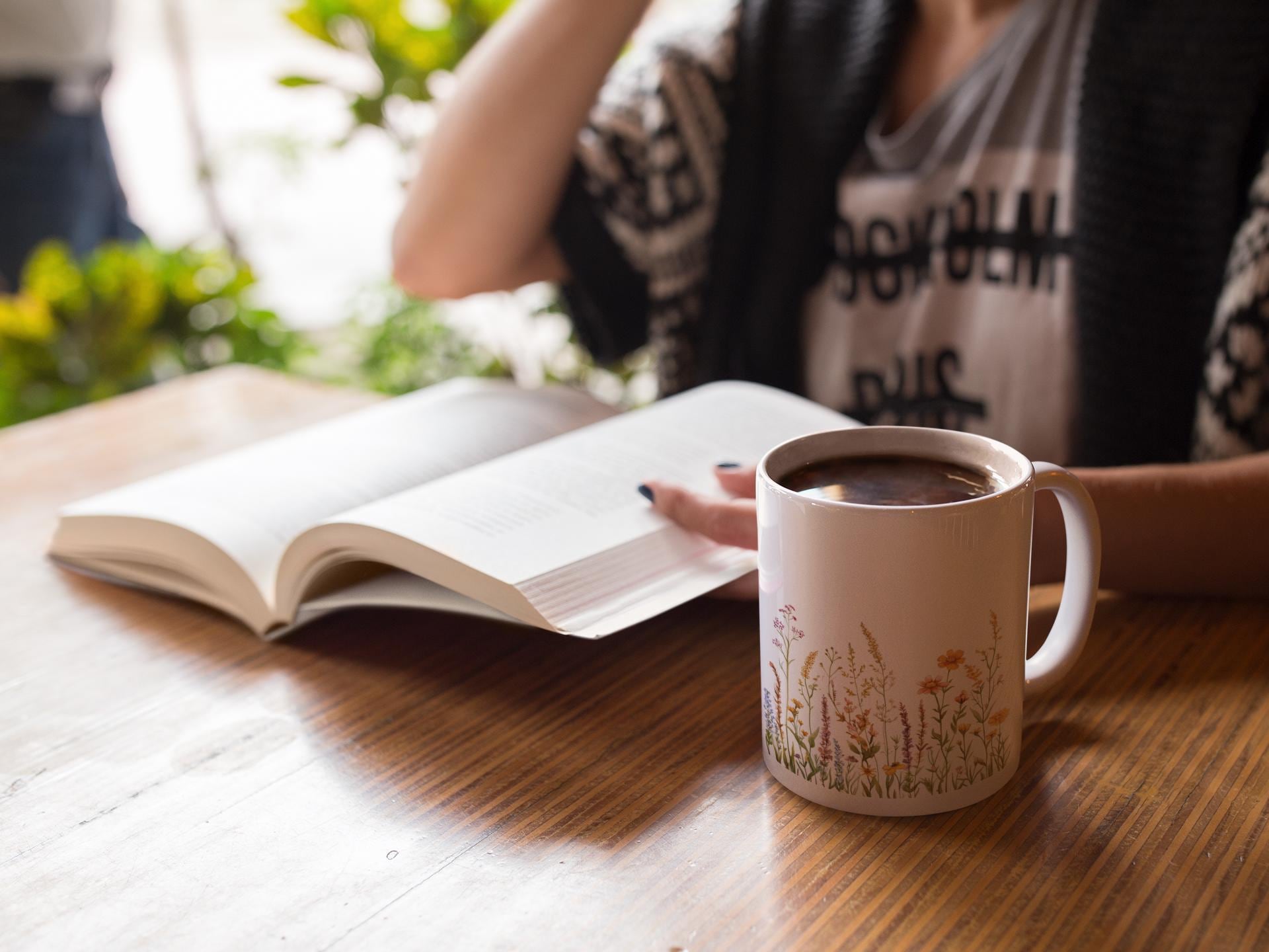 Wildflower Ceramic Mug 11oz - Classy Wildflower Mug - Flower Coffee Cup Gift