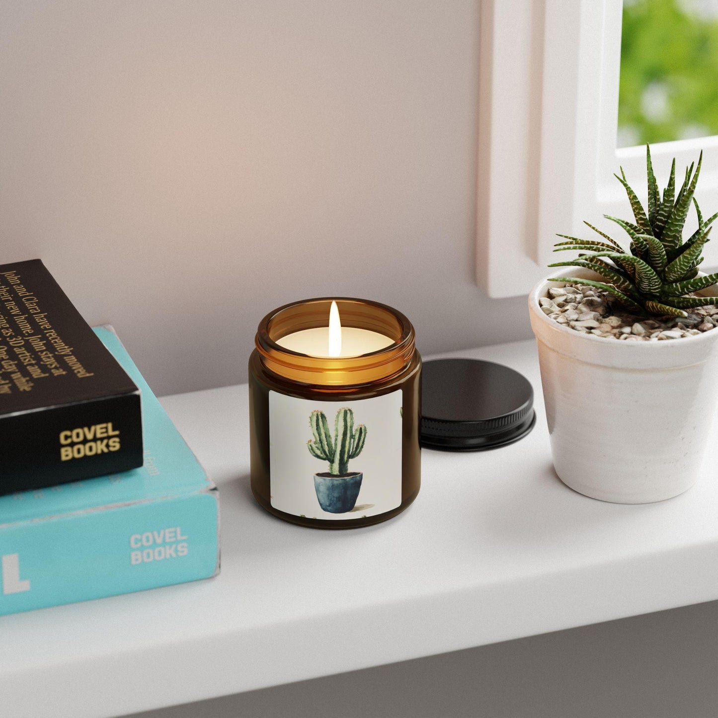 Cactus Scented Soy Candle (Multi-Size, Amber Jar) Popular Candle