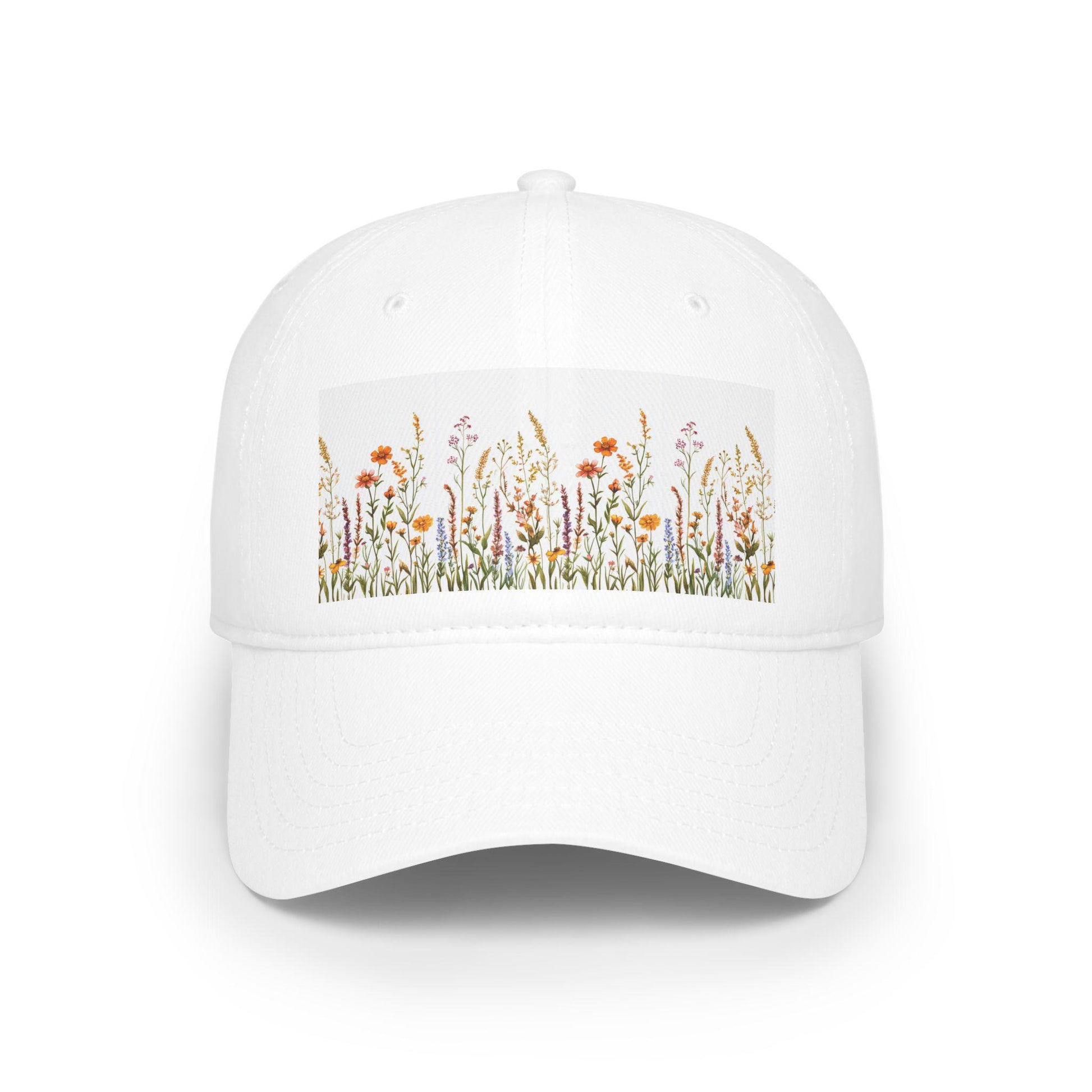 Low Profile Baseball Cap - Feminine Wildflower Design Baseball Hat