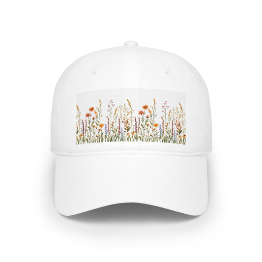 Low Profile Baseball Cap - Feminine Wildflower Design Baseball Hat