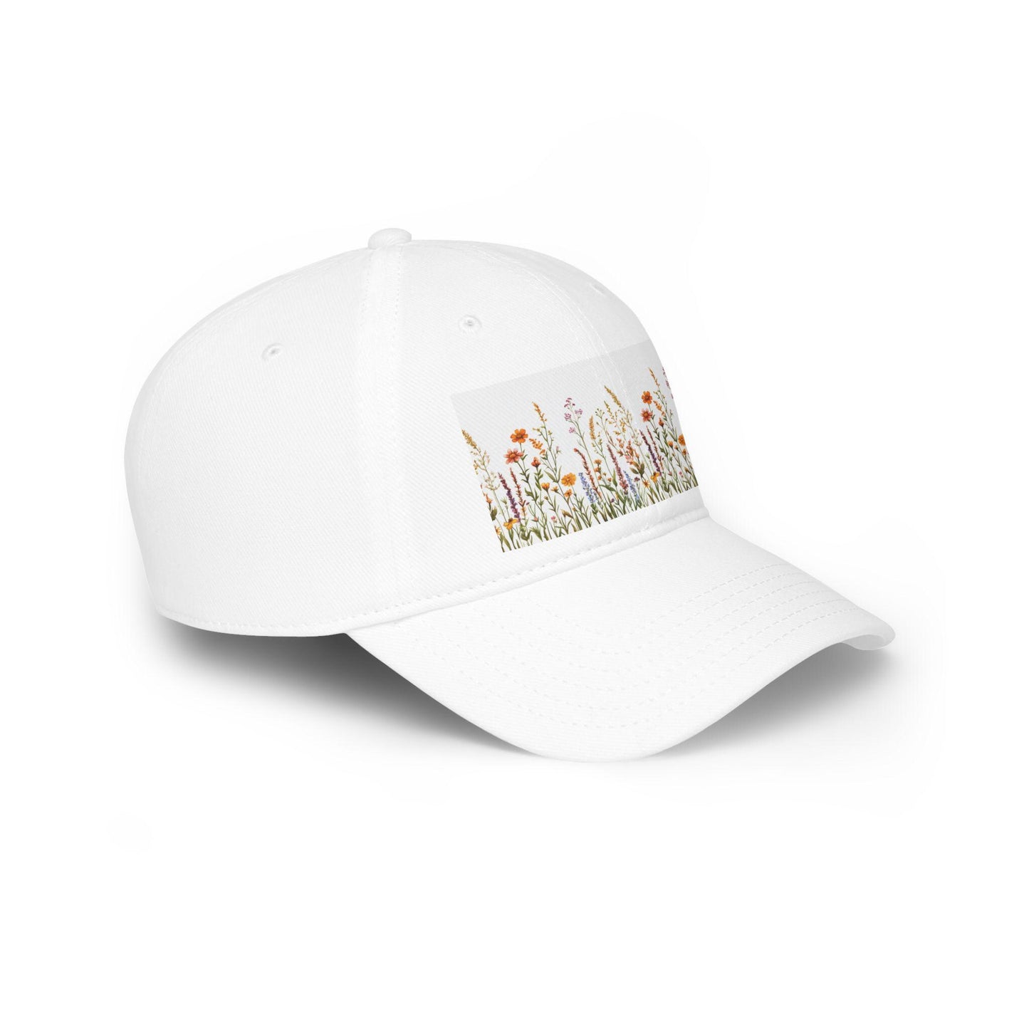 Low Profile Baseball Cap - Feminine Wildflower Design Baseball Hat