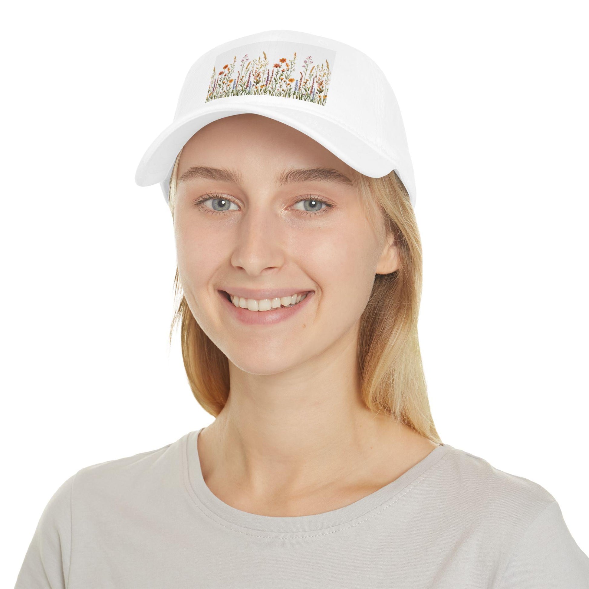 Low Profile Baseball Cap - Feminine Wildflower Design Baseball Hat