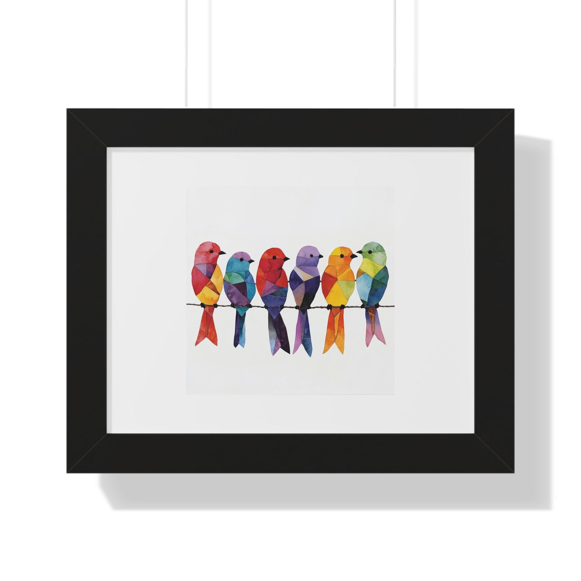 Framed Horizontal Poster Colorful Popular Bird Framed Art - Beautiful Bird on a Wire Art