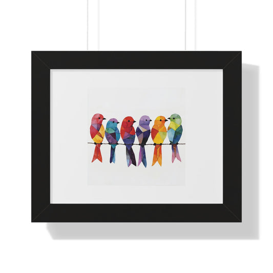 Framed Horizontal Poster Colorful Popular Bird Framed Art - Beautiful Bird on a Wire Art