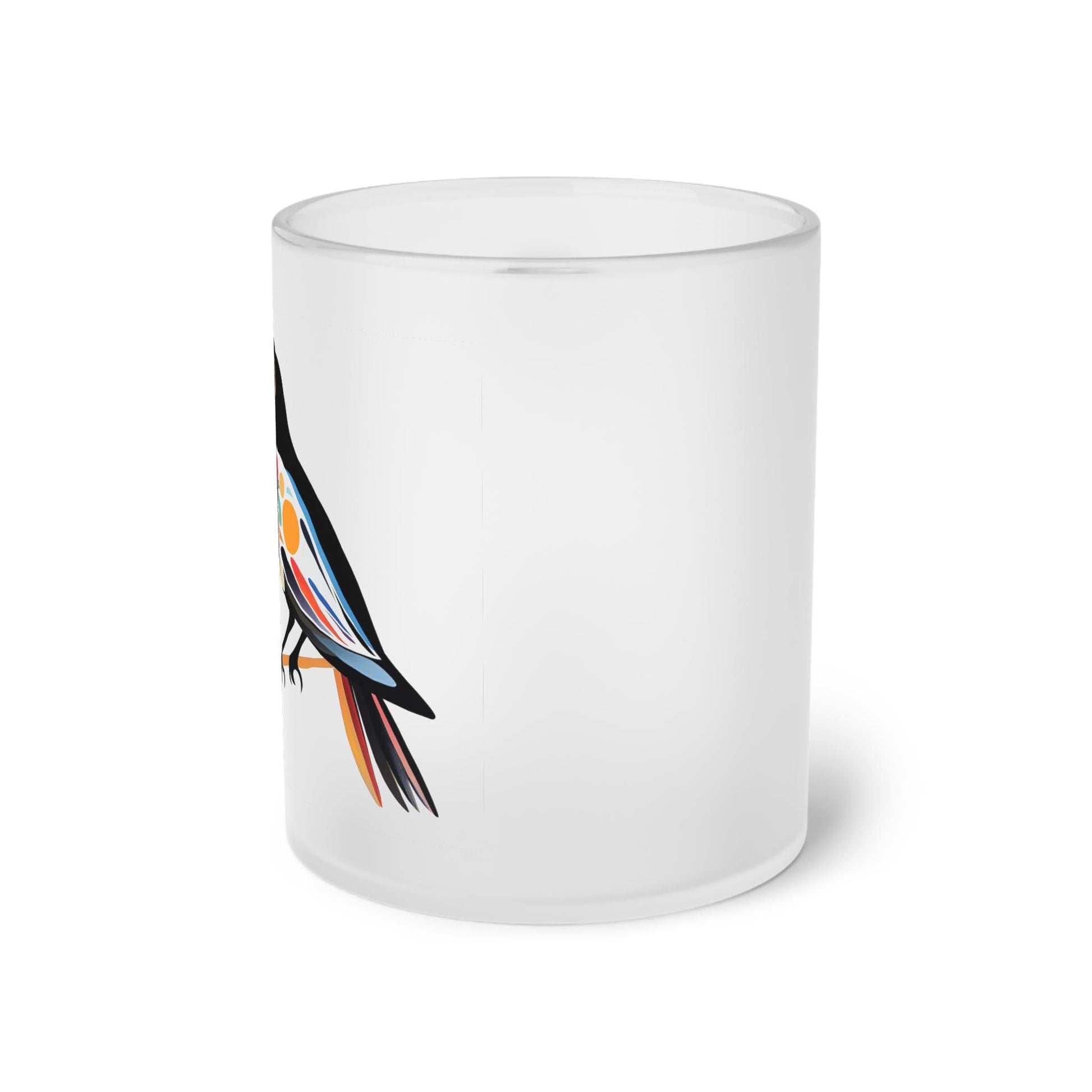 Mid-Century Modern Bird Art - Frosted Glass Mug - Colorful Glass Coffee Cup