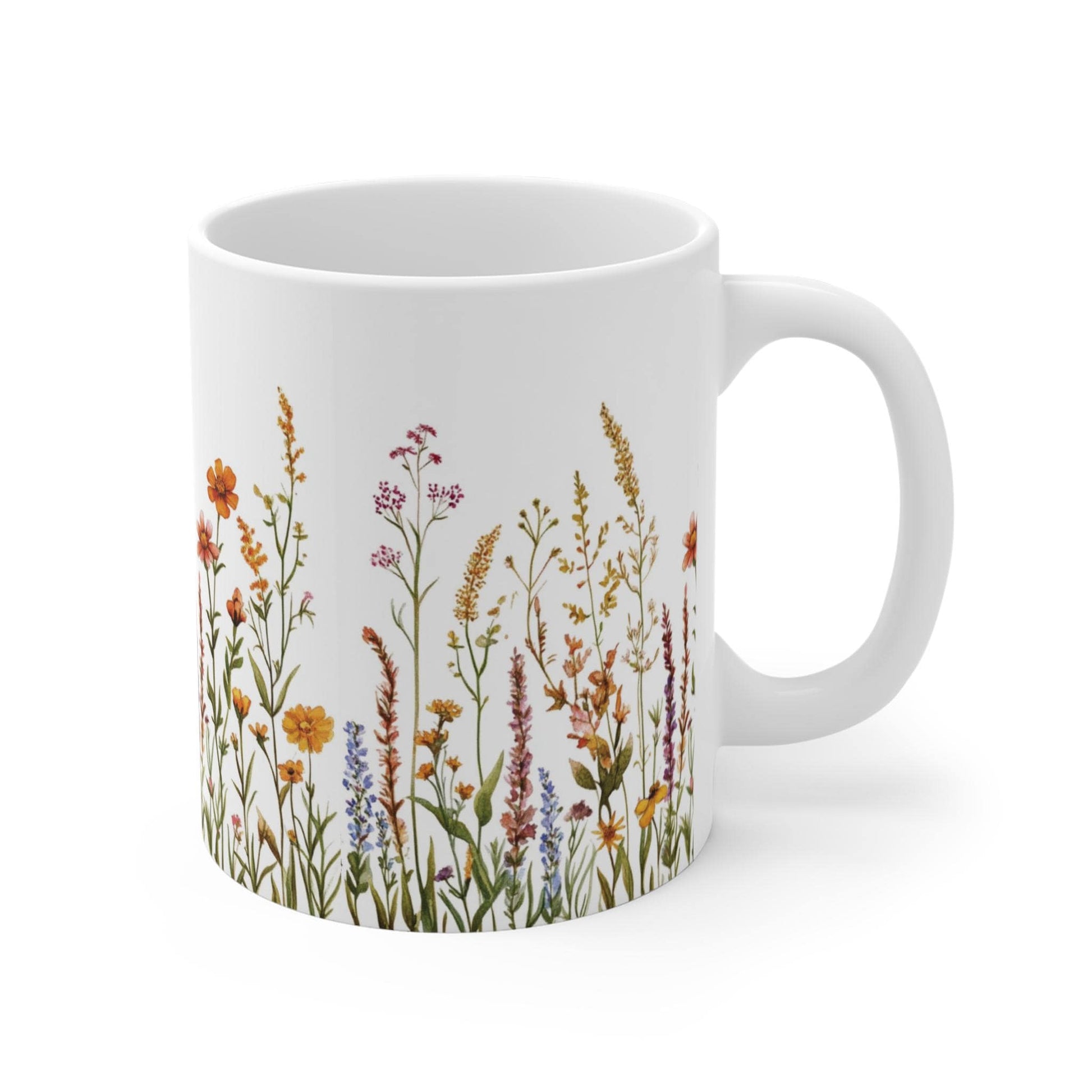 Wildflower Ceramic Mug 11oz - Classy Wildflower Mug - Flower Coffee Cup Gift